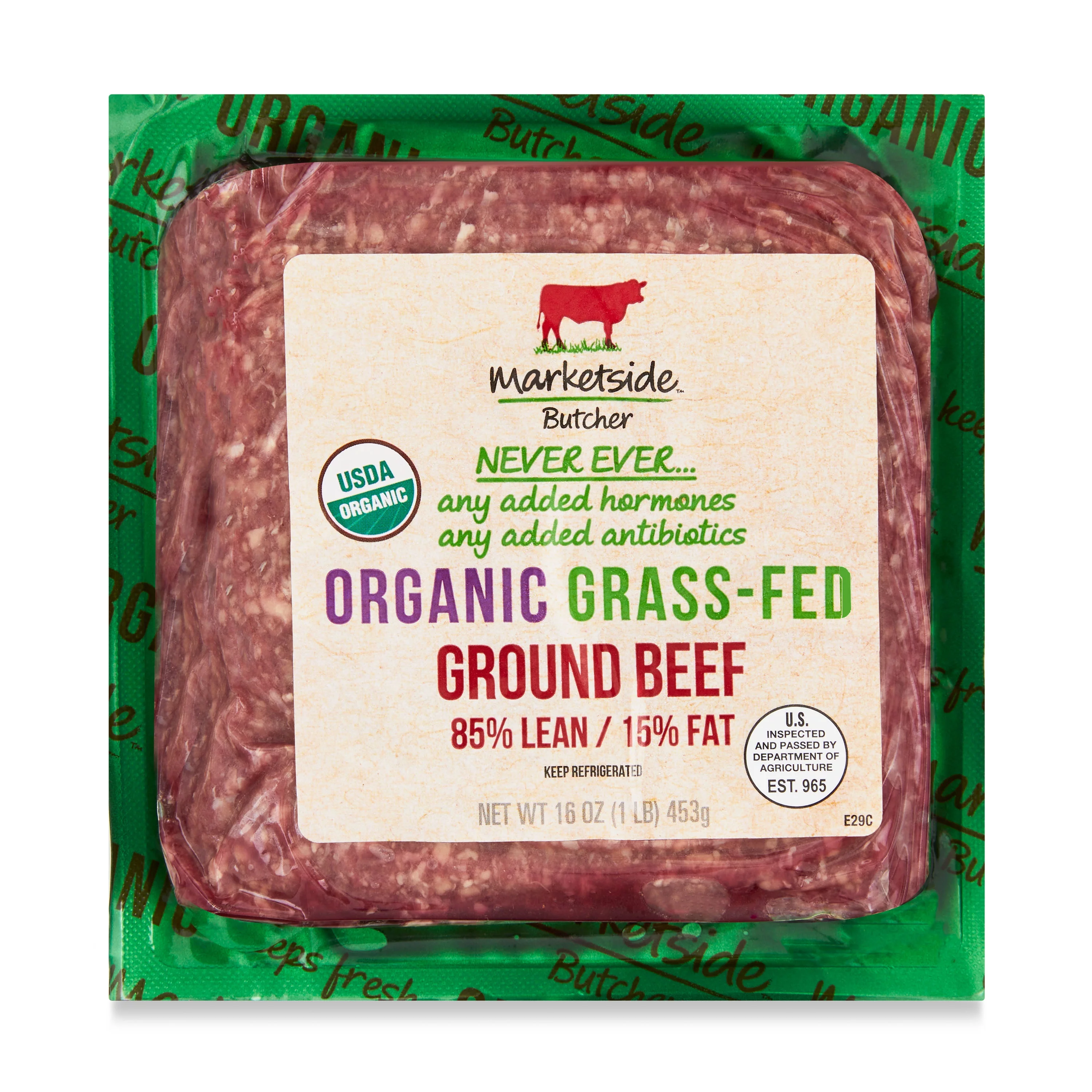 Marketside 85% Lean/15% Fat Organic Grass-Fed Ground Beef, 1 lb