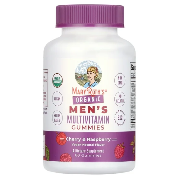 MaryRuth Organics | Men's Multivitamin Gummies | Cherry & Raspberry Flavor | 60 Count | Overall Wellness