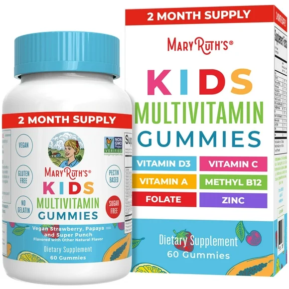 MaryRuth's Organics Kids Multivitamin Gummies - Strawberry, Papaya & Super Punch (60 Gummies)