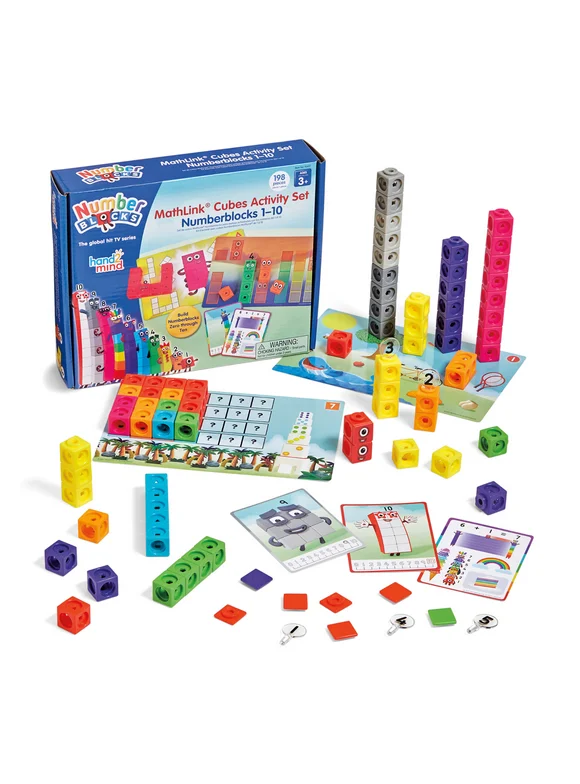 MathLink Cubes Numberblocks 1-10 Activity Set, Hand2Mind Educational Math & Counting Games for Children 3+