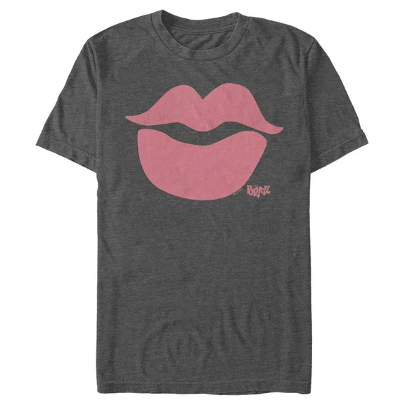Men's Bratz Lipstick Kiss  Graphic Tee Charcoal Heather Medium