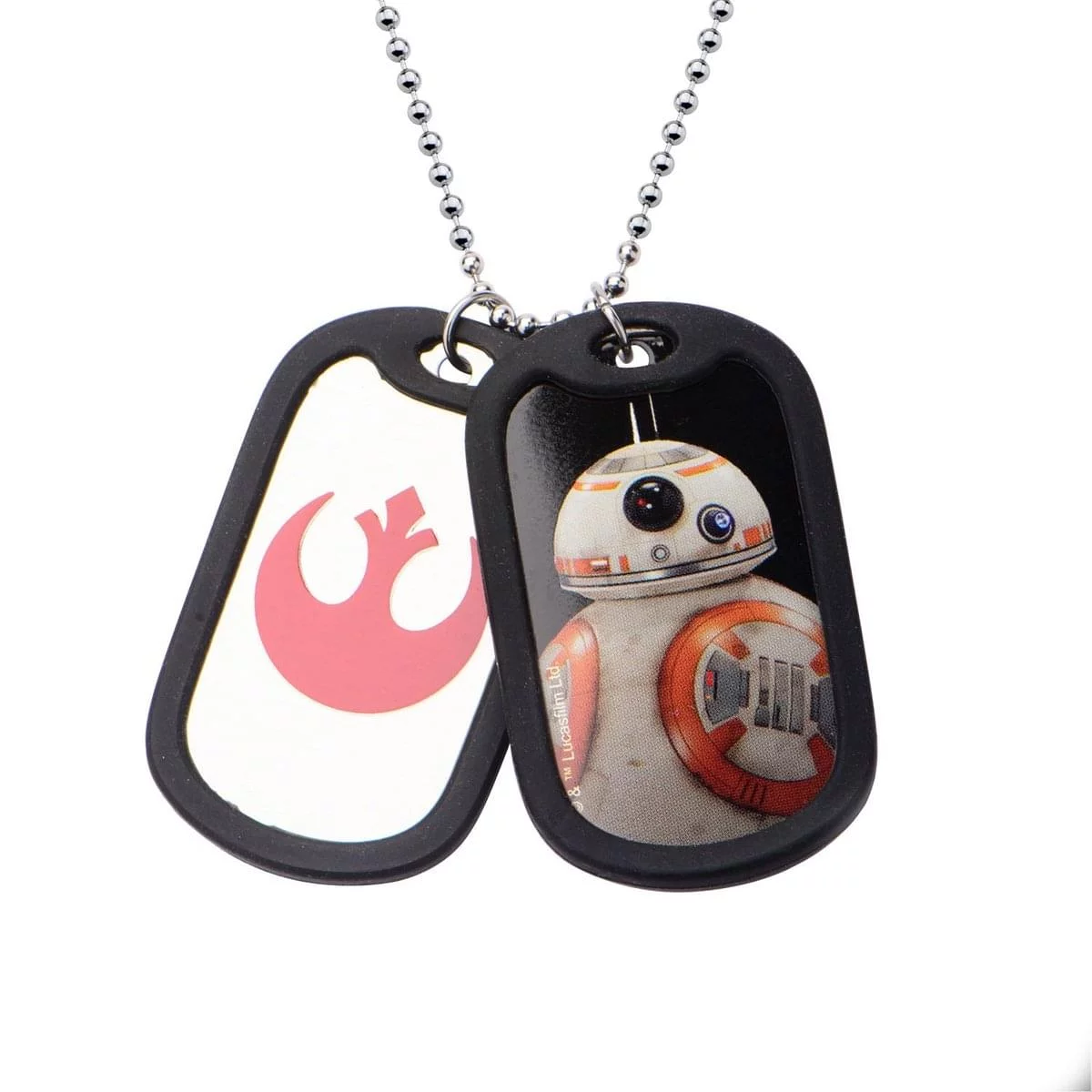 Men's Stainless Steel Episode 7 BB-8 with Rubber Silencer Double Dog Tag Pendant