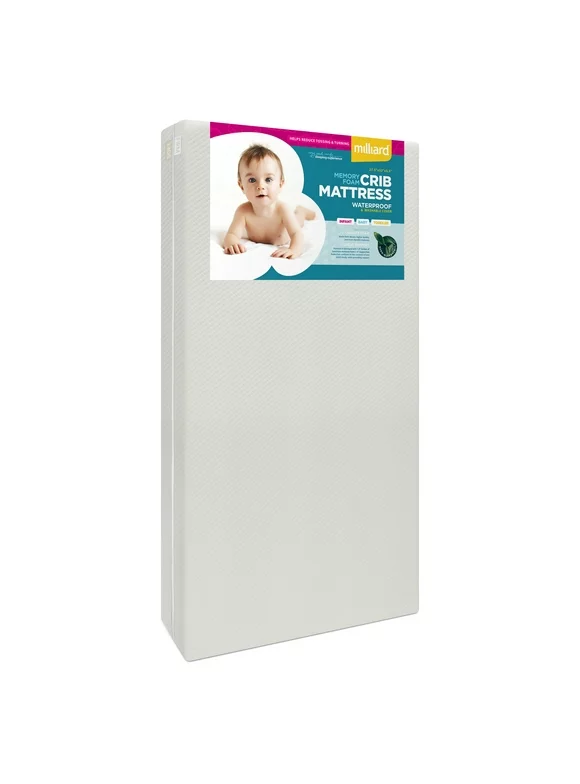 Milliard Premium Memory Foam Hypoallergenic Infant & Toddler Crib Mattress, Waterproof Cover, Dual Stage