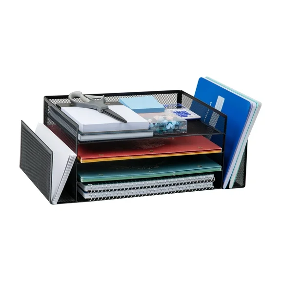 Mind Reader Desktop Organizer, File Storage, Paper Tray, Workspace, Office, Metal, Black