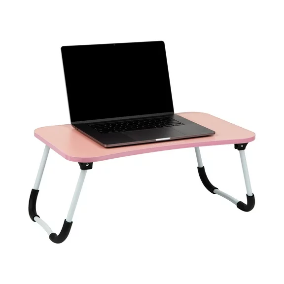 Mind Reader Foldable Bed Tray, Lap Desk with Fold-Up Legs, Freestanding Portable Table for Laptop, Tablet, Reading, Pink