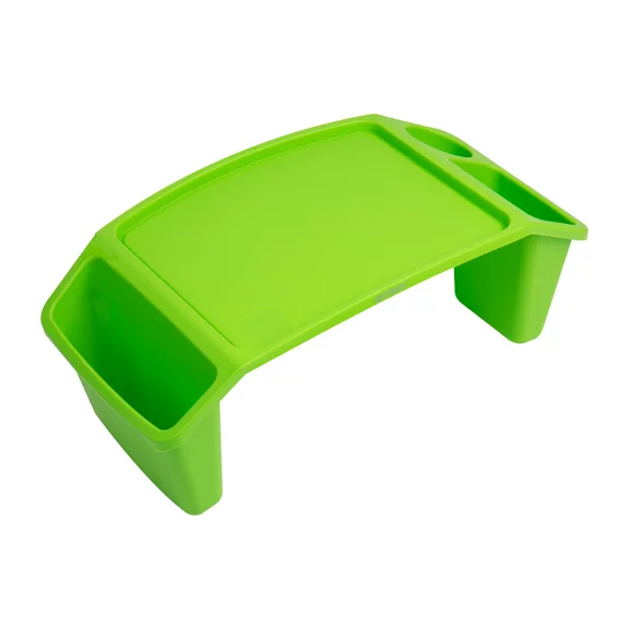 Mind Reader Kids’ Lap Desk, Freestanding Portable Table with Side Pockets, Plastic, Green