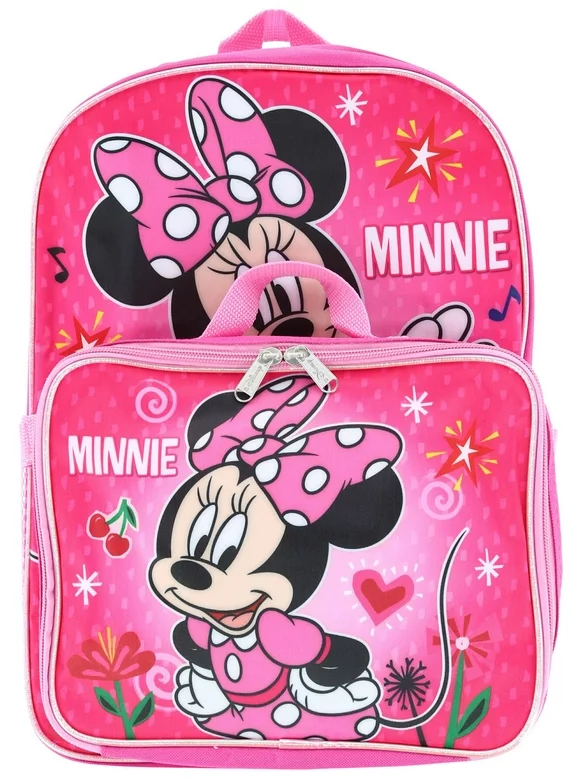 Minnie Mouse Girl's 16" Backpack W/Detachable Lunch Box