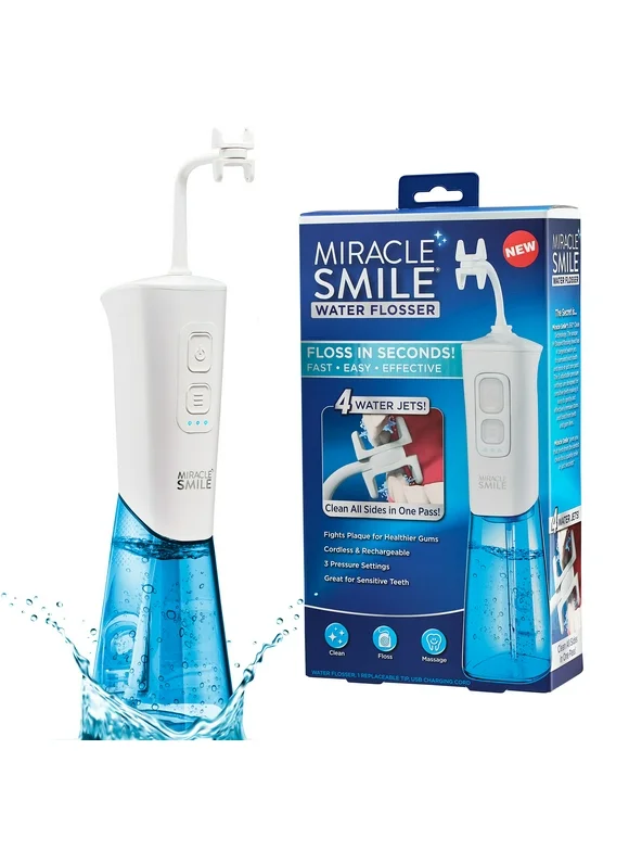 Miracle Smile Water Flosser, Portable Dental Rechargeable Water Flosser, Easy Refill Water Tank