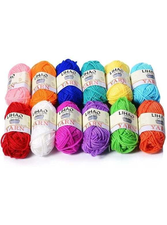 Moncolis 12 Skeins Mini Yarn for Knitting Crochet Craft - 100% Acrylic,0.53oz/15g,28 Yards/Roll
