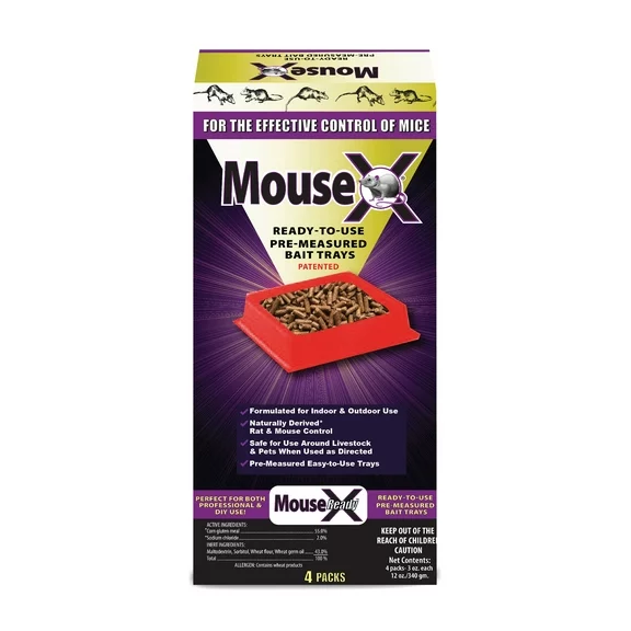 MouseX Ready Trays - Kills All Species of Rats and Mice- 4pk
