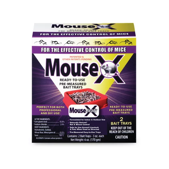 MouseX Ready-to-Use Mouse Killer Bait Trays, 2pk