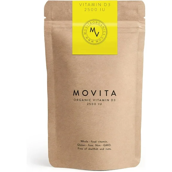 Movita Certified Organic Vitamin D3 2500IU - Fermented Whole Foods, Vitamins, and Minerals - Organic, Vegan-Friendly, Gluten-Free, & Non-GMO - 30 Day Supply