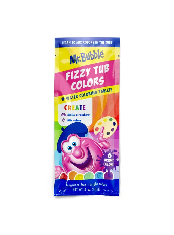 Mr. Bubble Fizzy Tub Colors, Assorted Bathwater Colors, 9 Ct