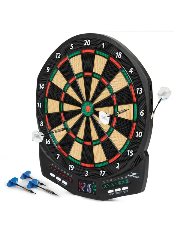 Narwhal Revolution Electronic Dartboard with 30 Games, Cricket Scoring and 6 Plastic Tip Darts