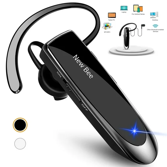 New Bee Bluetooth Headset for iPhone Android Samsung Cellphone Wireless Earpiece with 24H Call Time