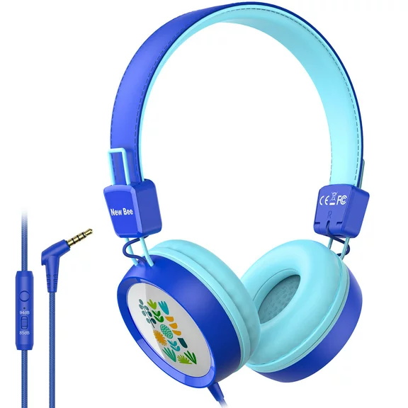 New Bee Kids Headphones with Microphone, Adjustable Headband Headset Foldable Headphone Kids-Safe