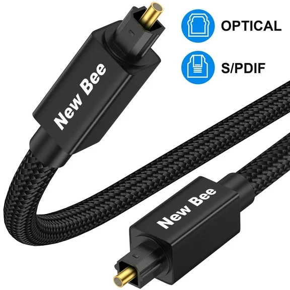 New Bee Optical Audio Cable 10 FT Nylon Braided Fiber-Optic Cable for Home Theater, Sound Bar, TV, PS4