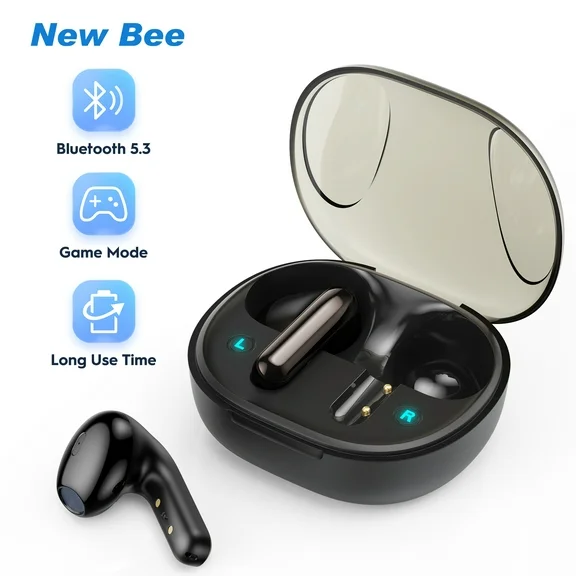 New Bee Touch Control Wireless Earbud Bluetooth Headphones with HD Dou-Mic, Noise Cancelling Earbuds
