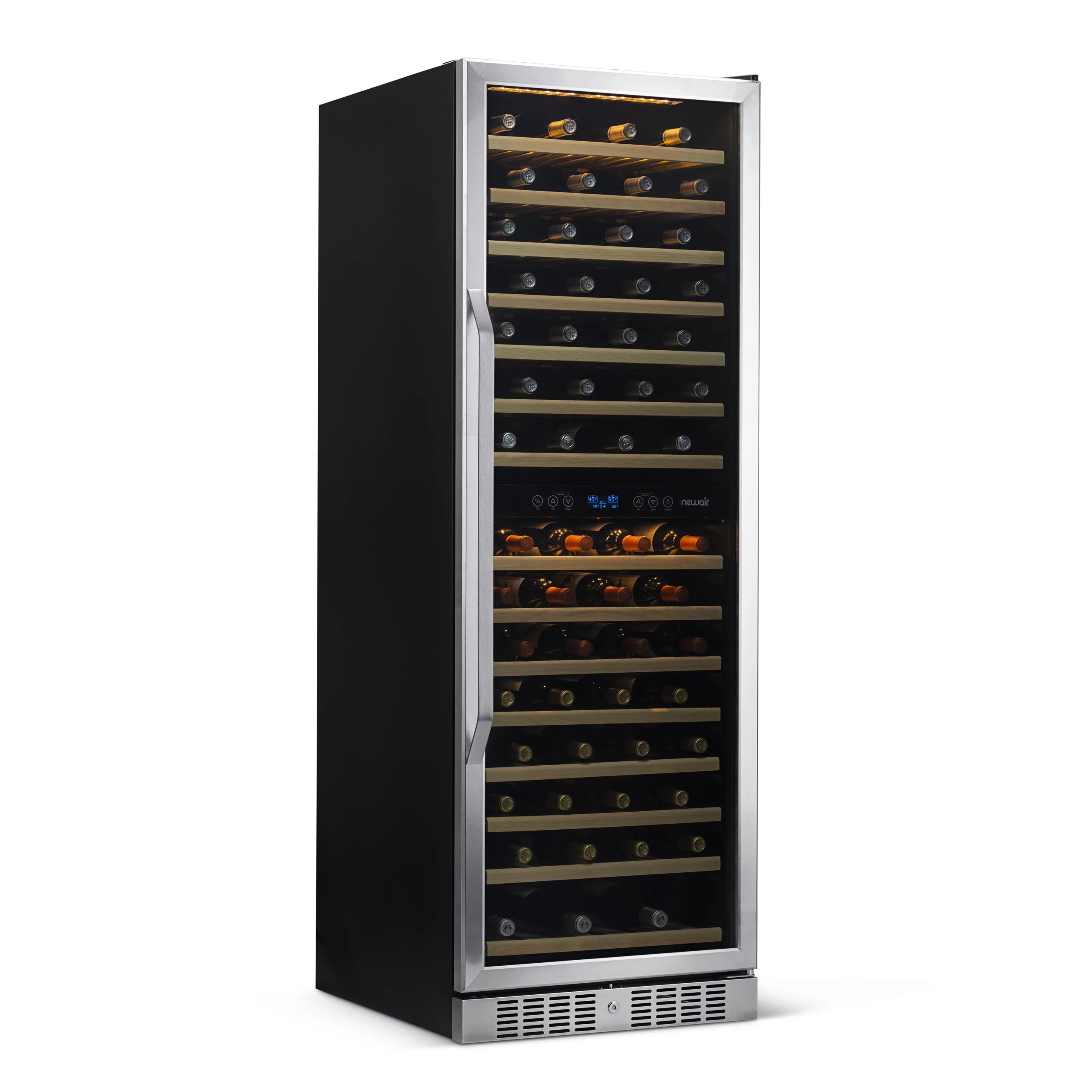 Newair | 160 Bottle Wine Cooler Fridge |Freestanding 24" Dual Zone Wine Cellar