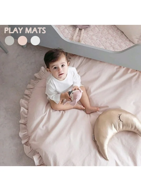 Newborn Baby Padded Play Mats Soft Cotton Crawling Mat Kids Game Rugs Round Floor Carpet