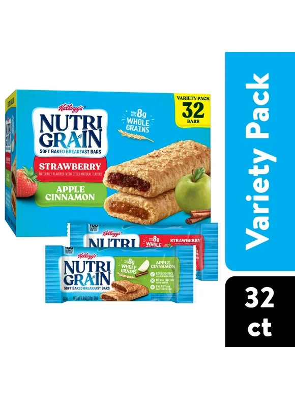 Nutri-Grain Variety Pack Chewy Soft Baked Breakfast Bars, 40.1 oz, 32 Count