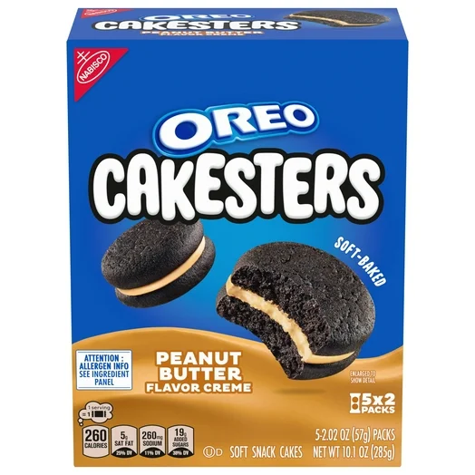 OREO Peanut Butter Creme Cakesters Soft Snack Cakes, 5 - 2.02 oz Snack Packs