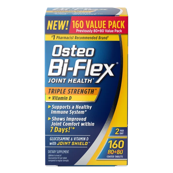 Osteo Bi-Flex Triple Strength Joint Health Supplements, Vitamin D and Glucosamine Chondroitin Tablets, 160 Count