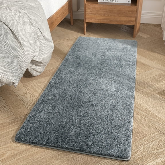 PABUBE Area Rug for Bedside, Super Soft 2x5.6 Ft Carpet for Kids Room, Nursery Room and Bedroom, Machine Washable Small Bedroom Area Rug, Blue-gray