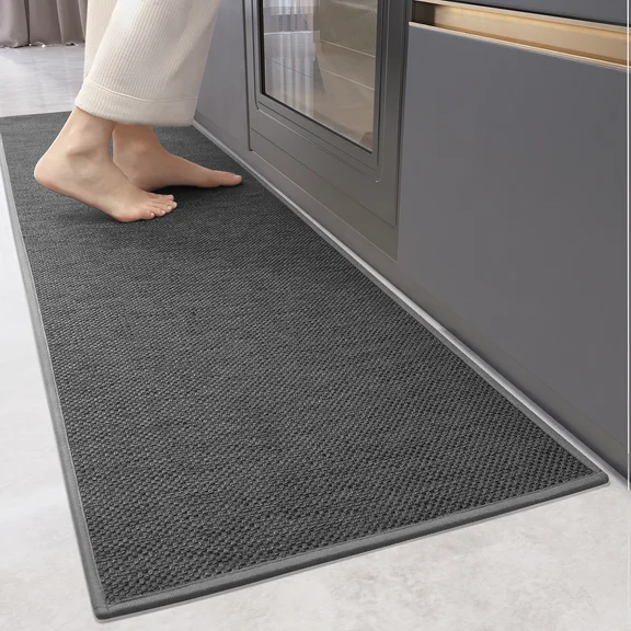 PABUBE Kitchen Rugs Non Slip Washable Absorbent Kitchen Mats Woven Kitchen Runner Rug Kitchen Floor Mats for in Front of Sink Laundry Room Hallway,17" x 29", Grey