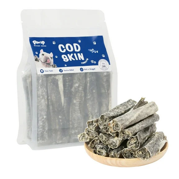 PAWUP Cod Skin Dog Treat, Fish Skins Rolls, Rawhide Free Single Ingredient Natural Dog Chews, 7oz