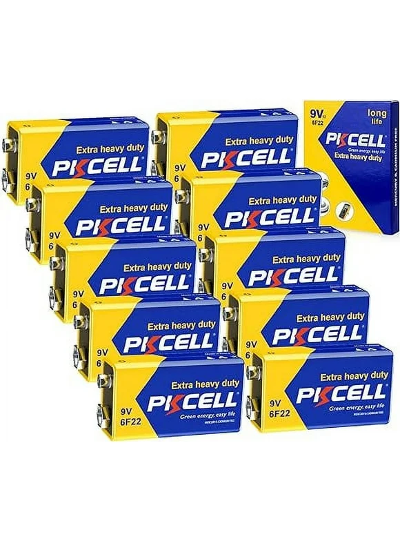PKCELL 9V Battery, Long Lasting 9 Volt Batteries, 10PCS Smoke Detector Battery
