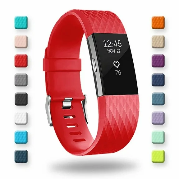 POY For Fitbit Charge 2 Bands, Adjustable Replacement Sport Strap Accessories with Fasteners and Metal Clasps Large Small