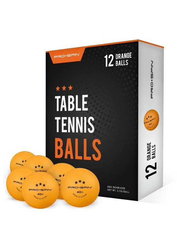 PRO-SPIN Ping Pong Balls, 3-Star Orange Table Tennis Balls, 12 Count