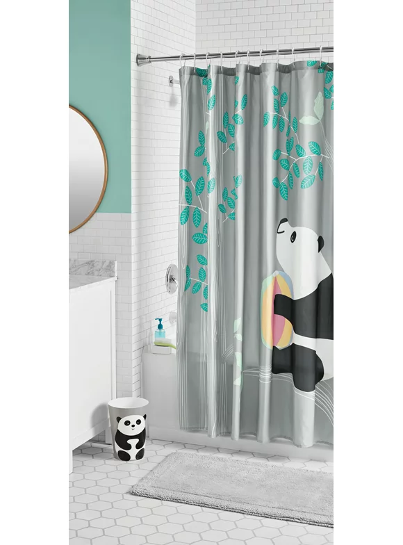 Panda Kids Shower Curtain, 72 x 70, Microfiber, Gray, Your Zone