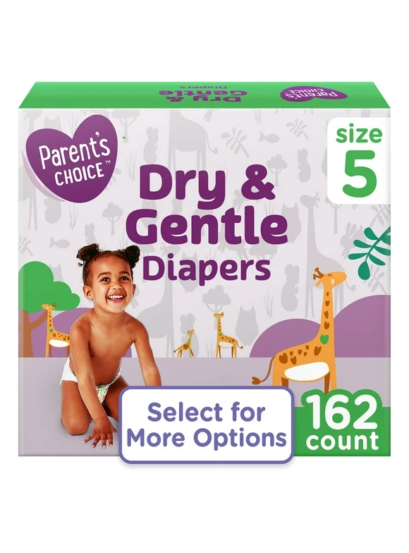 Parent's Choice Dry & Gentle Diapers Size 5 - Super Value 162 Count