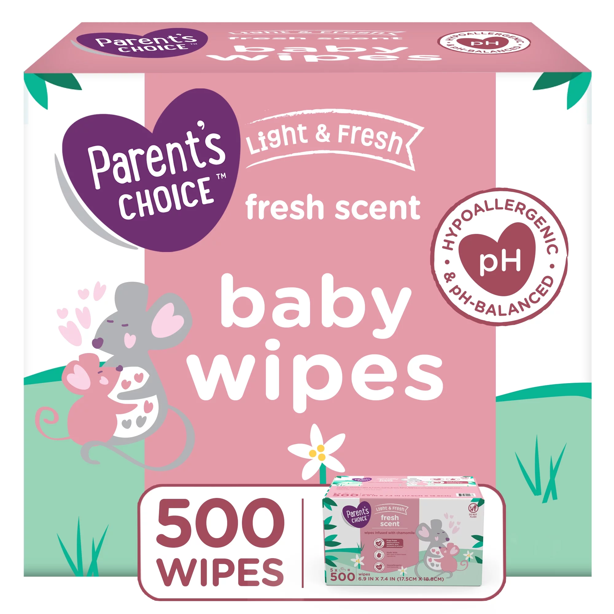 Parent's Choice Light & Fresh Baby Wipes, 5 Flip-Top Packs (500 Total Wipes)