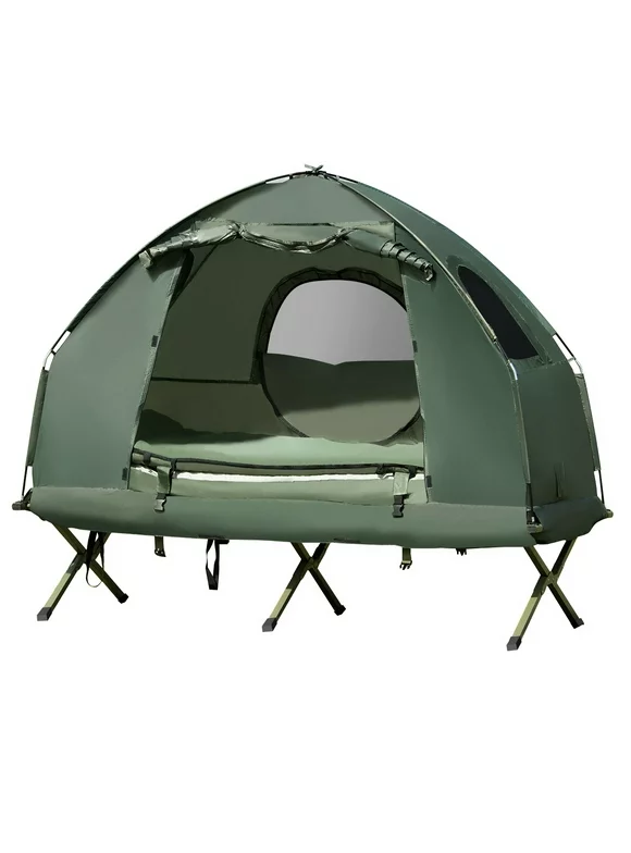Patiojoy 1-Person Folding Camping Tent Cot Portable Pop-Up Tent w/Sleeping Bag & Air Mattress for Outdoor