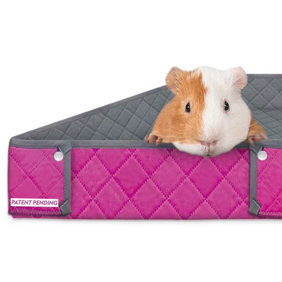 Paw Inspired Critter Box Washable, Reversible Guinea Pig Cage Liner with Raised Sides (C&C 2x3, Gray/Pink)