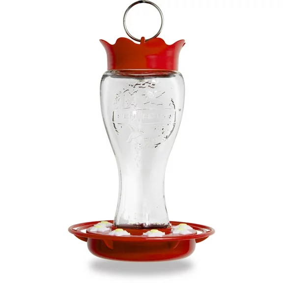 Pennington Glass Red Hummingbird Feeder, 16 oz Nectar Capacity