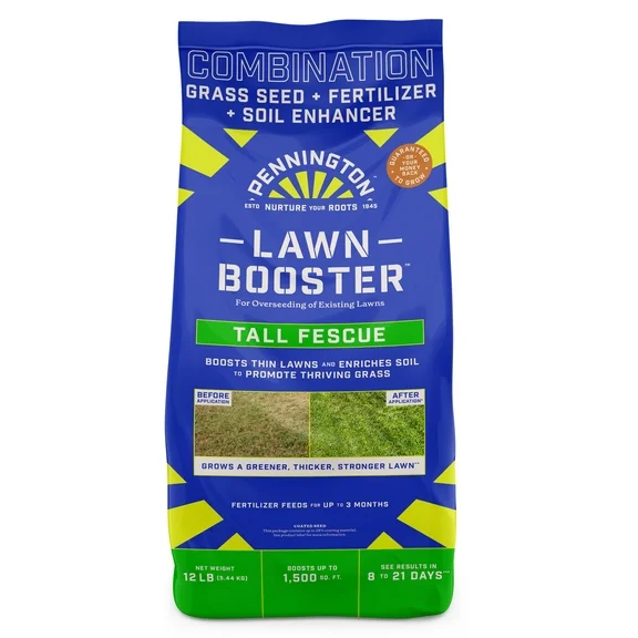 Pennington Lawn Booster Tall Fescue Grass Seed and Fertilizer Mix, for Sun to Partial Shade, 12 lb.