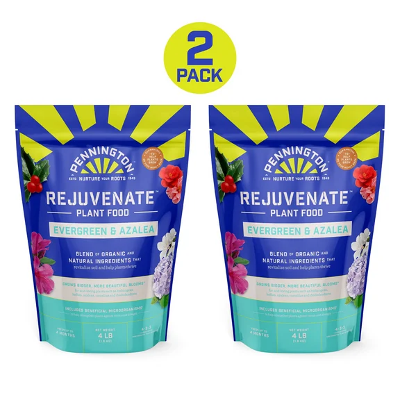 Pennington Rejuvenate Organic and Natural Evergreen and Azalea Plant Food Fertilizer, 4-3-3 , 4 lb (2 Pack)