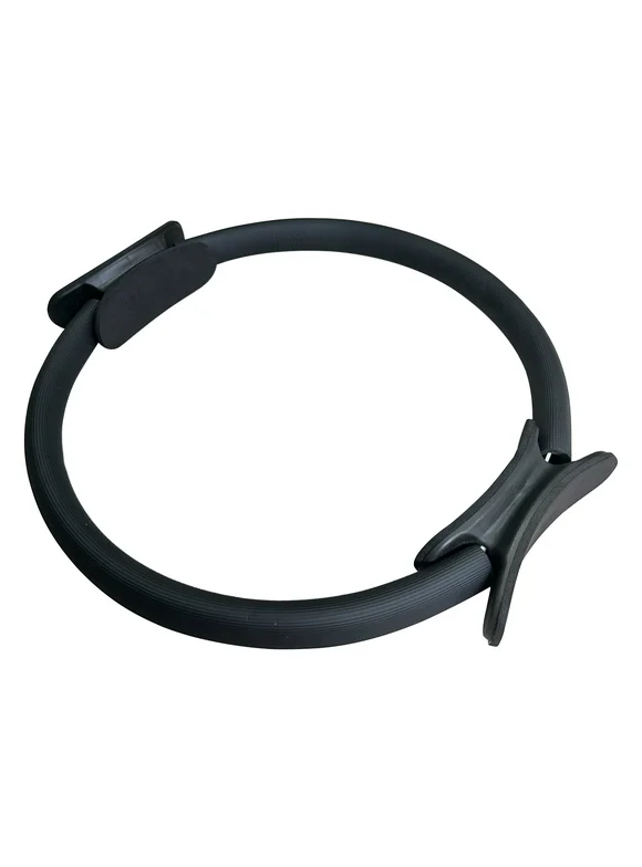 Pilates Ring 15" Fitness Circle - Lightweight & Enduring Foam Padded Handles | Flexible Resistance Exercise Equipment for Toning Arms, Thighs/Legs & Core, Black