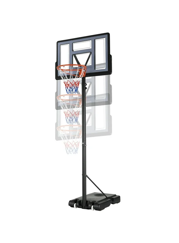 Pirecart 44" Outdoor Basketball Hoop Goal Basketball Hoop System 4.4ft. - 10ft. Height Adjustable for Youth Adults Family