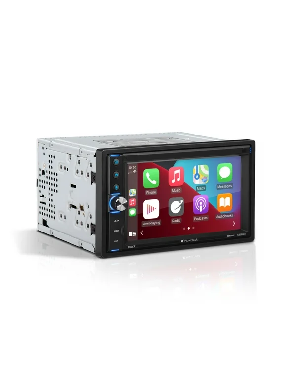 Planet Audio P62CP Car Stereo - Apple CarPlay, Double Din, 6.2 Inch Touchscreen, Bluetooth, No CD DVD Player, AM/FM Radio Receiver, Wireless Remote Control, USB, SD