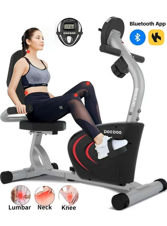 Pooboo Recumbent Exercise Bicycles for Adults Seniors Sit Down Stationary Bicycle 8 Level Adjustable Magnetic Resistance Indoor Cycling Exercise Bike 300 lbs Capacity