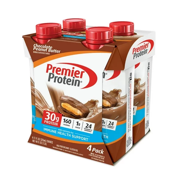 Premier Protein Chocolate Peanut Butter High Protein Shake, 11 fl oz, 4 Ct