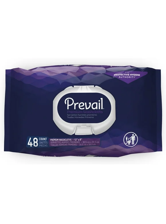 Prevail Premium Quilted Adult Washcloths, 48 Count
