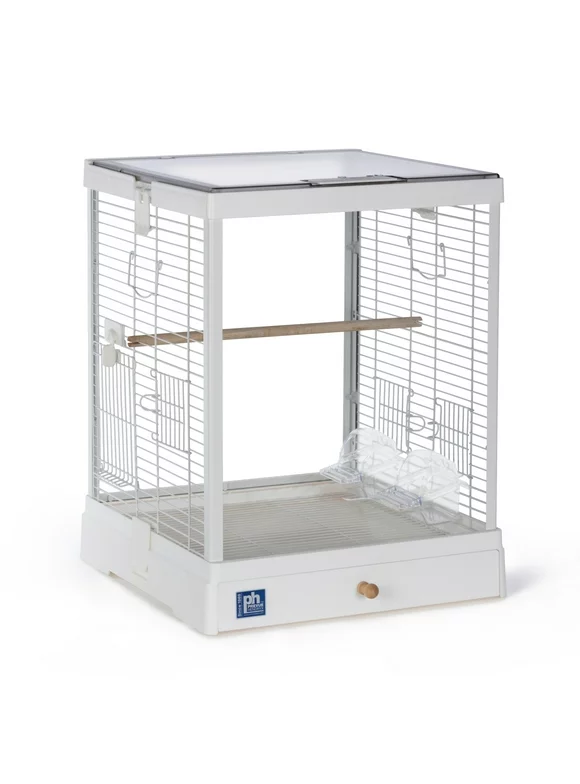 Prevue Pet Products Clear Glass Bird Cage with White Frame