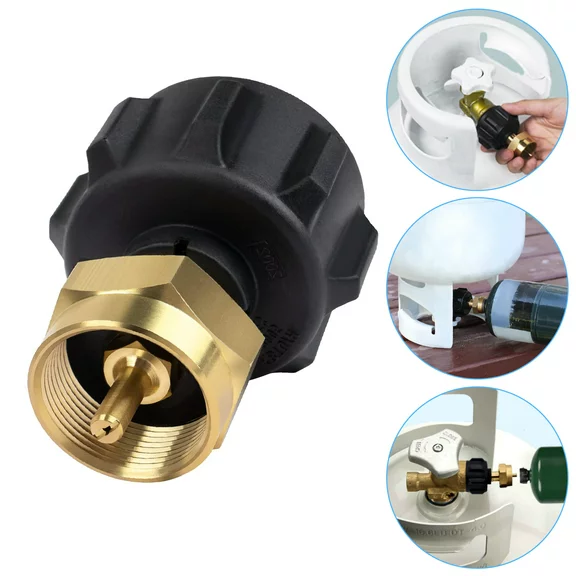 Propane Refill Adapter, EEEkit LP Gas 1 lb Cylinder Tank Coupler for QCC1 Propane Tank and Throwaway Disposable Tank Bottle, Fits All 1 lb Propane Cylinder Bottles from 20lb Tank, Solid Brass