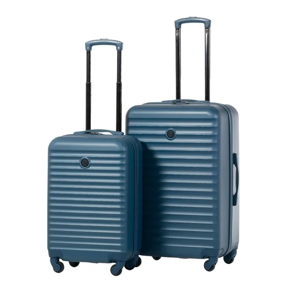 Protege 2 piece Hardside Luggage Set, 20" Carry-on and 25" Checked Upright Spinner Suitcase, Blue